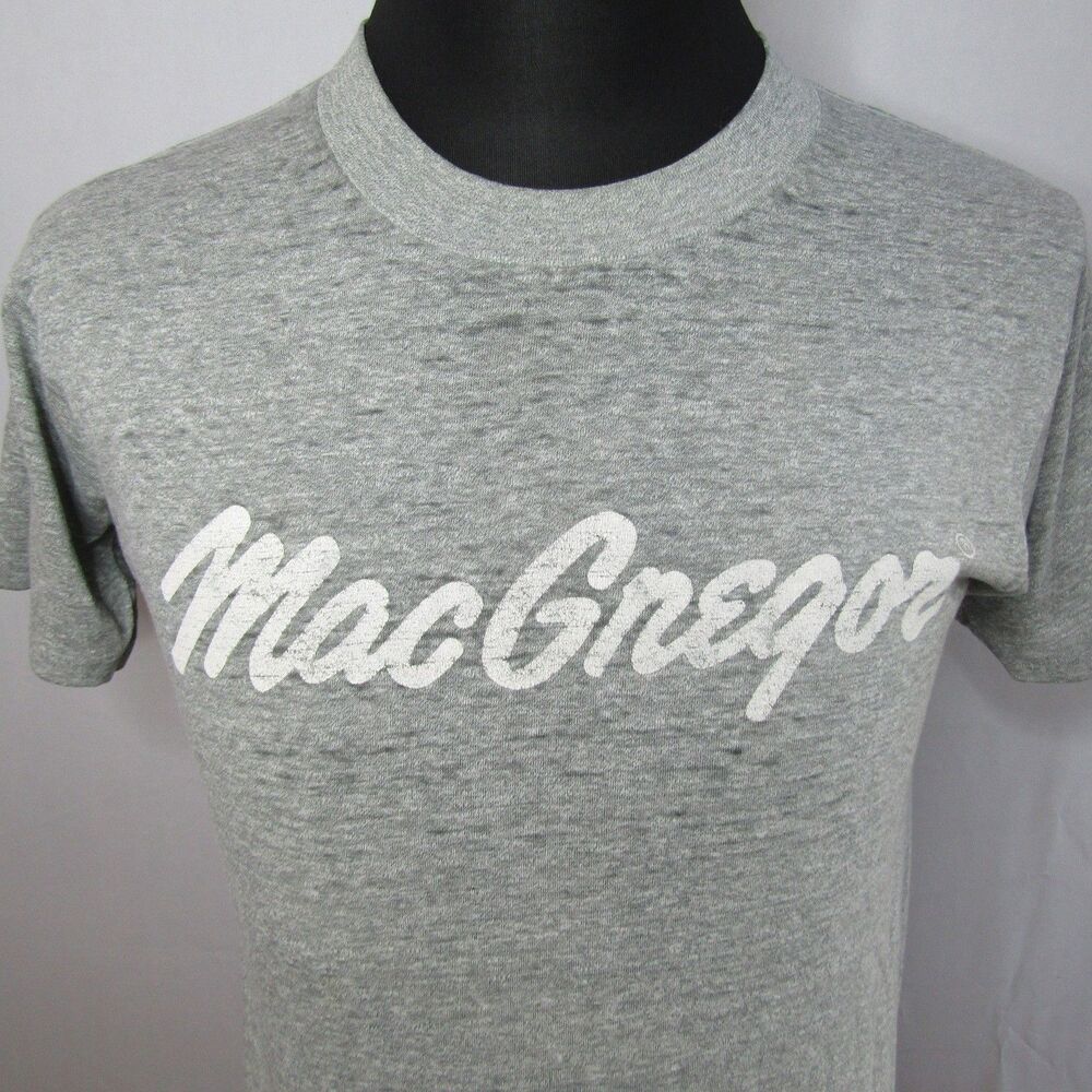 Vtg 80s MacGregor T-Shirt Men's Medium Gray 50/50 Blend Made in USA Thin Fabric
